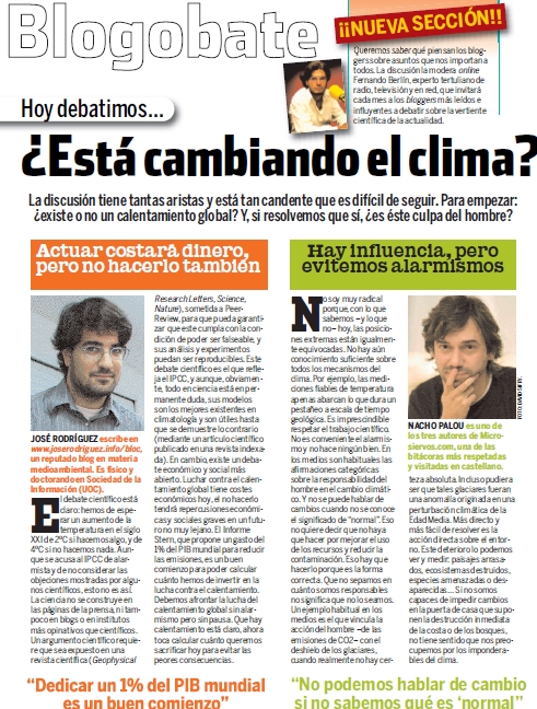 Participo al blogodebate sobre cambio climático de la revista QUO
